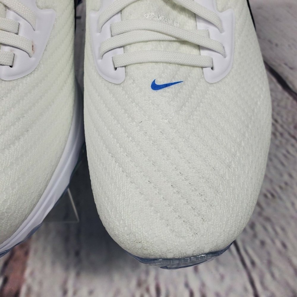 Nike Golf Shoes Mens 10.5 White Blue Air Zoom Infinity Tour Flyknit Swoosh Logo - Picture 8 of 10